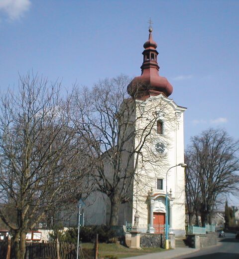 Řehlovice, fotka kostela z 15.4. 2003